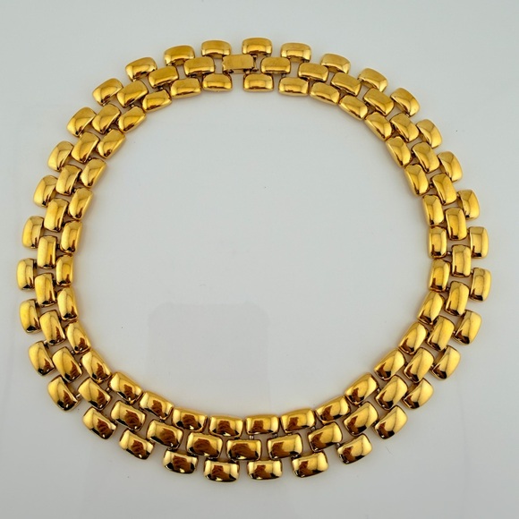 Heavy 124g Vintage AFJ Gold-Tone Panther Link Collar Necklace Bold Runway Choker - Picture 9 of 12